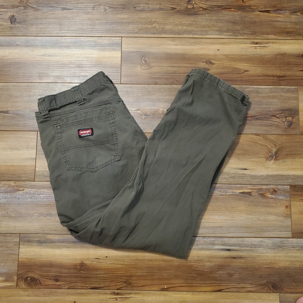 Wrangler Workwear Mens 40x32 Olive Green Ripstop Cotton Cargo Utility Pants - Picture 11 of 11